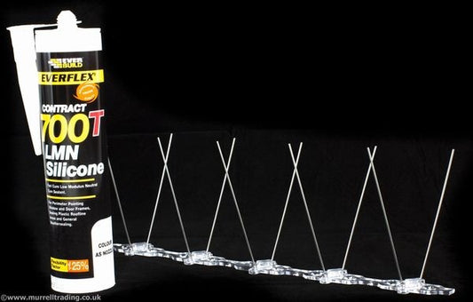 Narrow Stainless Steel Pigeon Spike Kits - FREE SILICONE