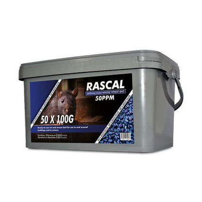 Rascal Difenacoum Whole Wheat 50x100g Sachets (Place Packs)